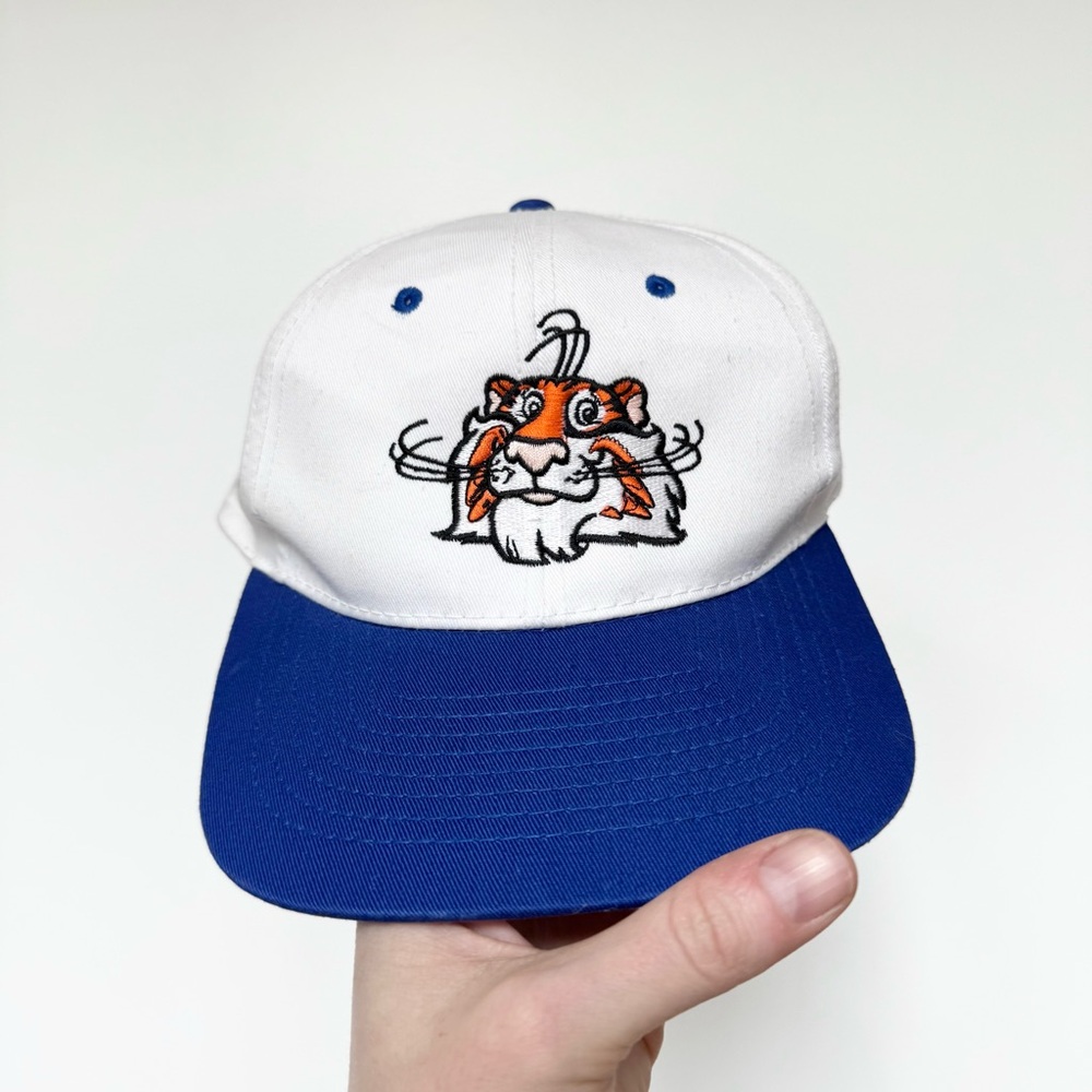 Vintage White and Blue Tiger Transportation Embroidered Cap - Like New
